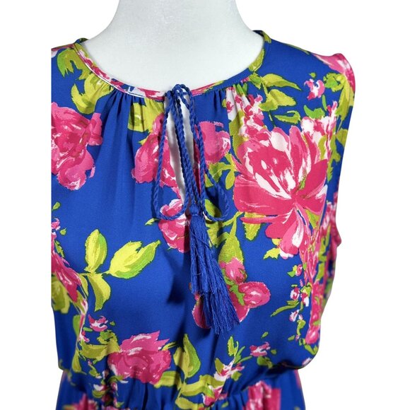 Q&A Size M Women Floral Sleeveless Midi Dress With Rope Tie Neck - Picture 5 of 9